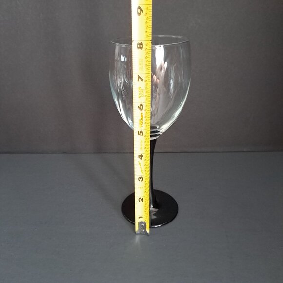 Cristal d'Arques Astra Goblet Black Stem Swirl Optic Clear Bowl Vintage France - Picture 2 of 13